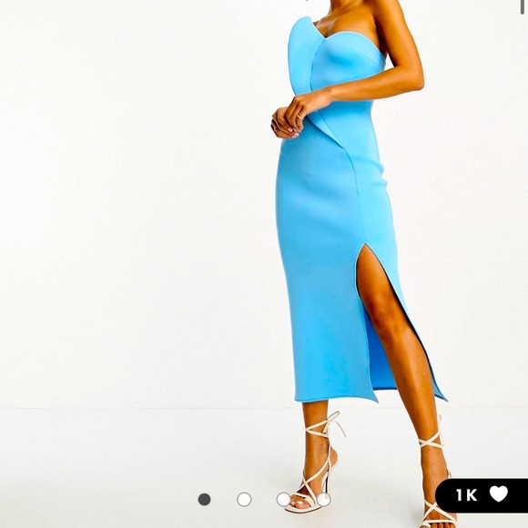 blue strapless dress asos ASOS DESIGN velvet bandeau dress maxi in petrol blue
